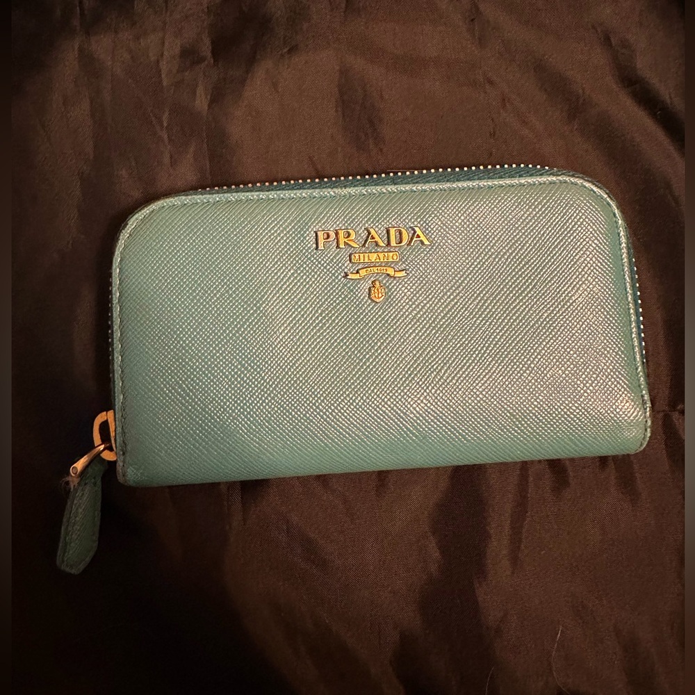 Used PRADA Saffiano Leather Ring Key Case/9X0912.